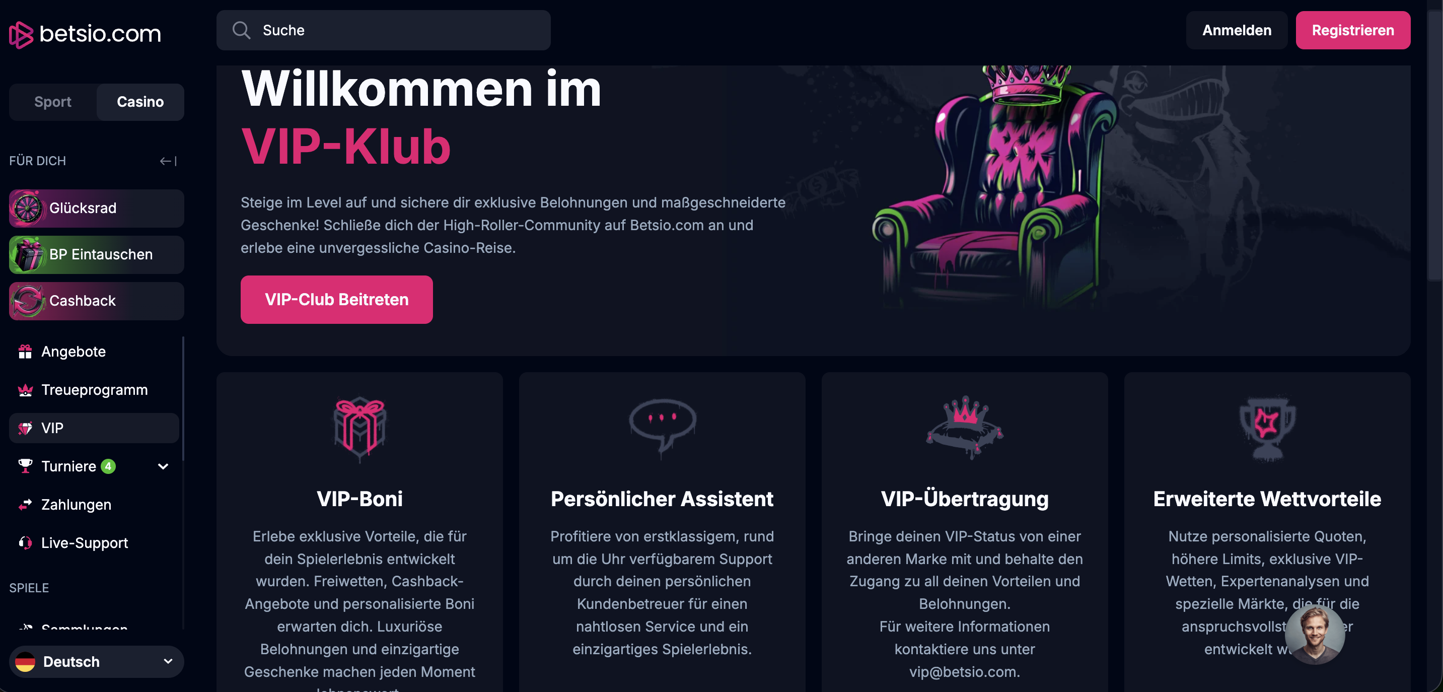 Betsio online casino neu - VIP Club